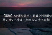 【震惊】51爆料盘点：丑闻9个隐藏信号，大V上榜理由相当令人情不自禁