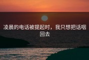 凌晨的电话被提起时，我只想把话咽回去