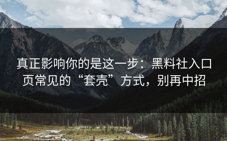 真正影响你的是这一步:黑料社入口页常见的“套壳”方式,别再中招 真正影响你的是这一步:黑料社入口页常见的“套壳”方式,别再中招